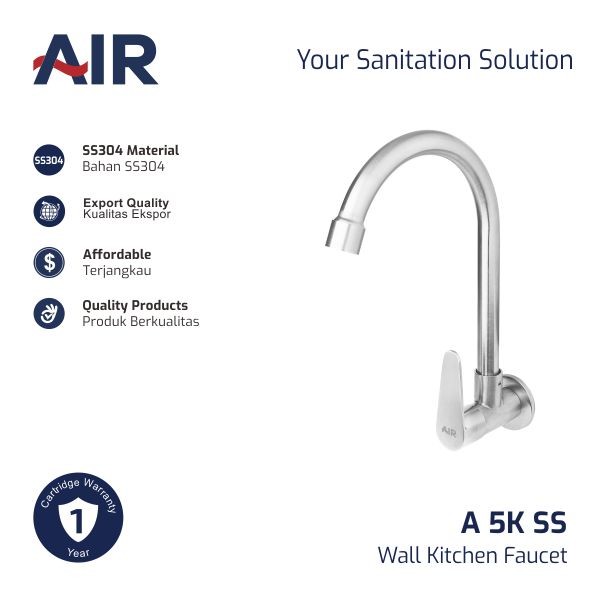 Air Kran Dapur Keran Angsa Kitchen Faucet Wall Mounted A K Ss